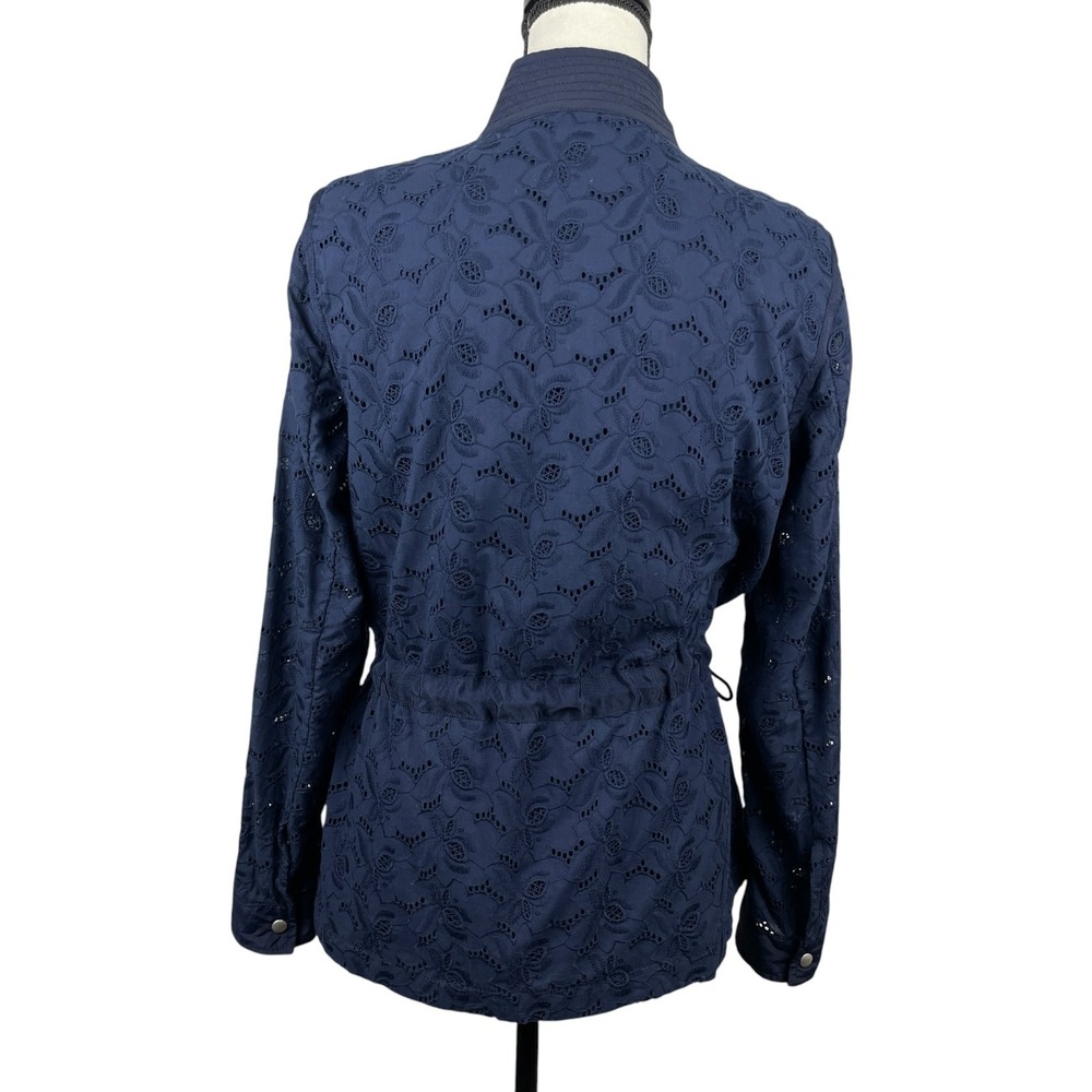 GAP Women's Utility Field Jacket Small Navy Eyelet Drawstring Waist Snap Front - Picture 7 of 13